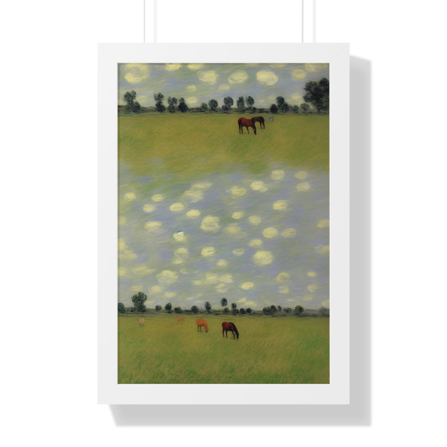 Horses In A Field Landscape Claude Monet Style