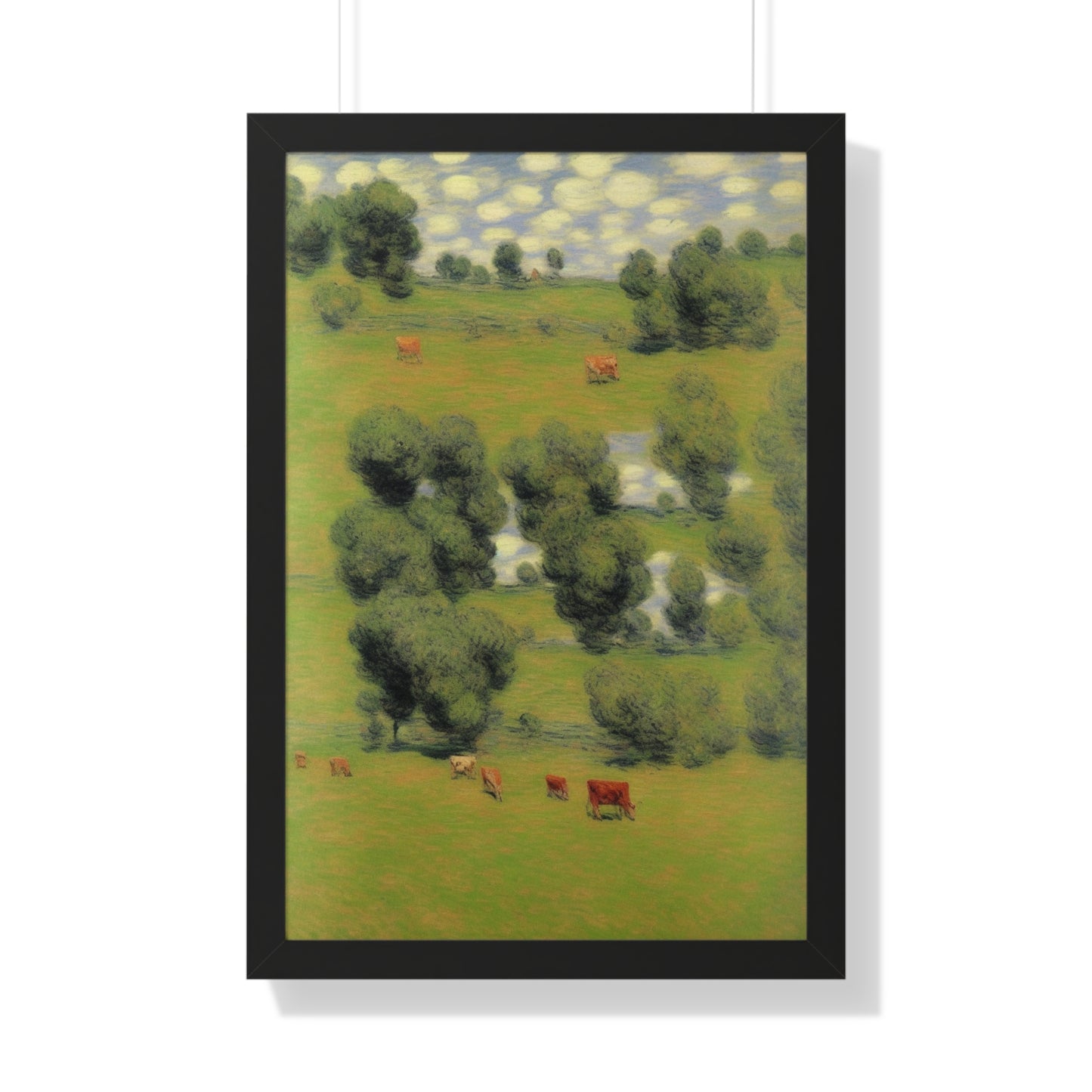 Cows Landscape Claude Monet Style